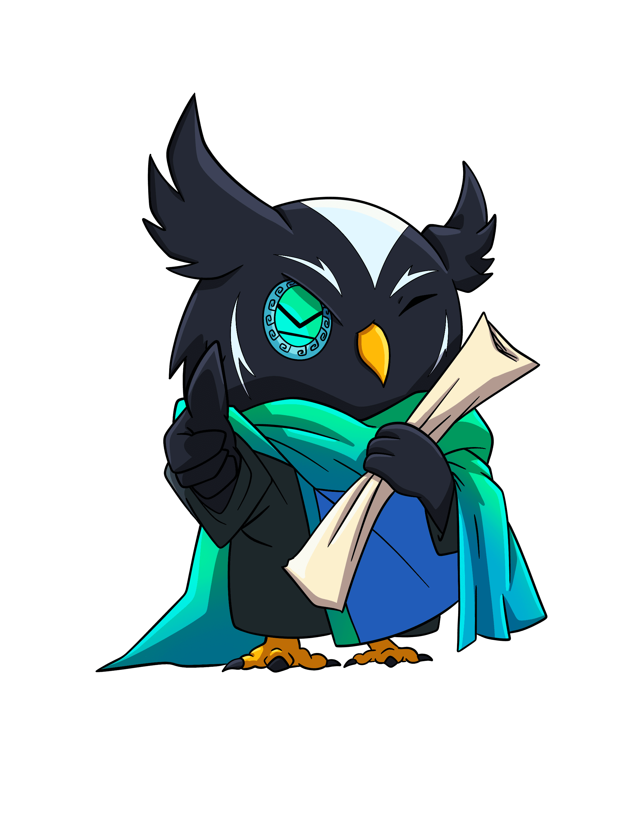 Hagglr owl with scroll